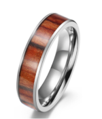 Bagues / anneaux acier inoxydable-incrustation sur bois – Image 5