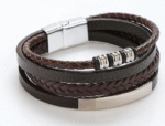 Bracelet en cuir et acier inoxydable – Image 2