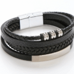 Bracelet en cuir et acier inoxydable