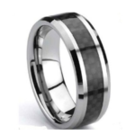 Bague en acier inoxydable et fibre de carbone noire