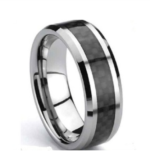 Bague en tungstène et fibre de carbone noire