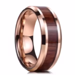 Bague en tungstène - incrustation en bois